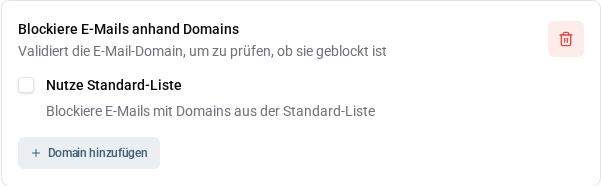 Blockiere E-Mails anhand Domains