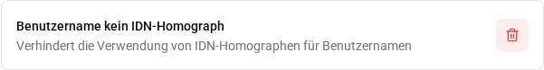 Benutzername kein IDN Homograph