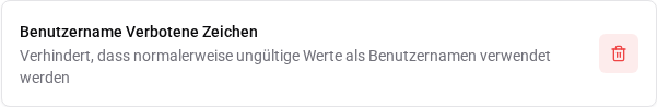 Benutzername verbotene Zeichen