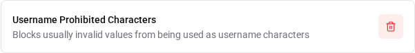 Username Prohibited Characters
