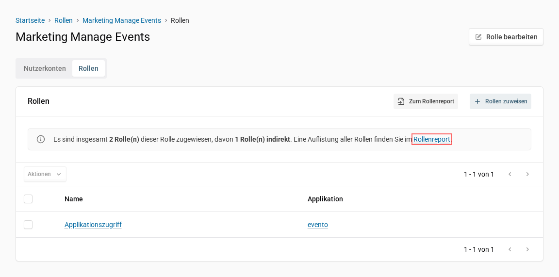 Rolle: Link zum Rollenreport
